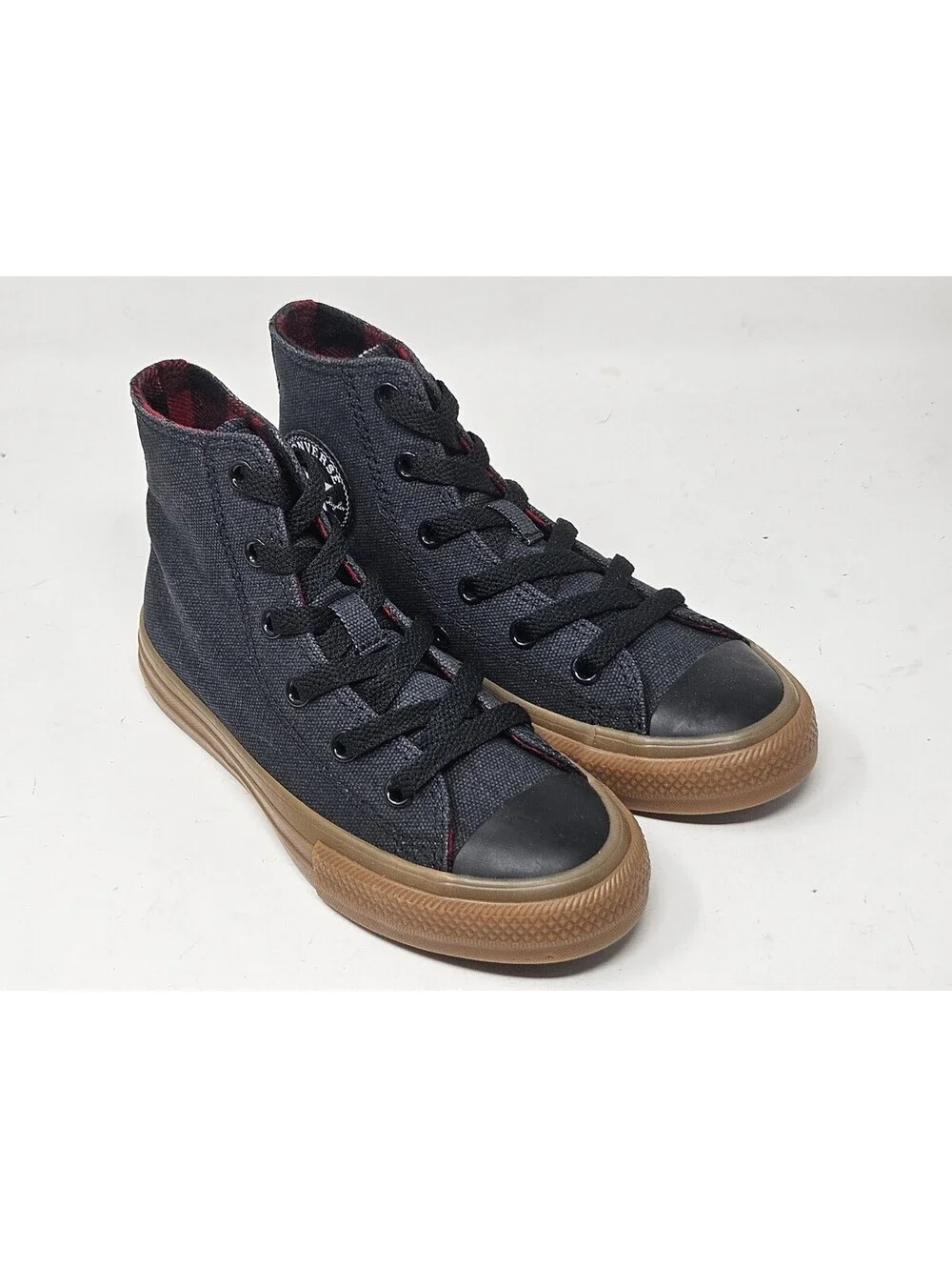 Converse Youth Size 13 Chuck Taylor All Star Gum Bottom Black Flannel Lined